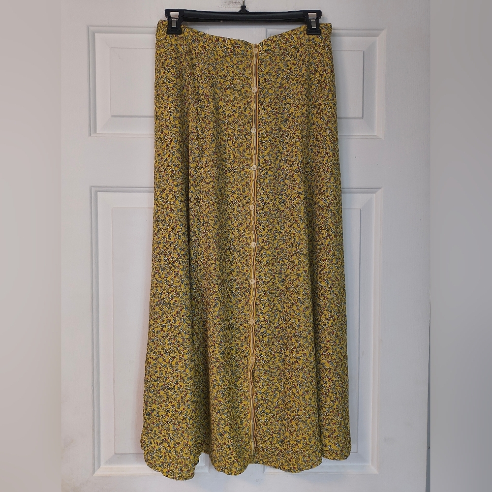 Max Studio Yellow Floral Maxi Skirt